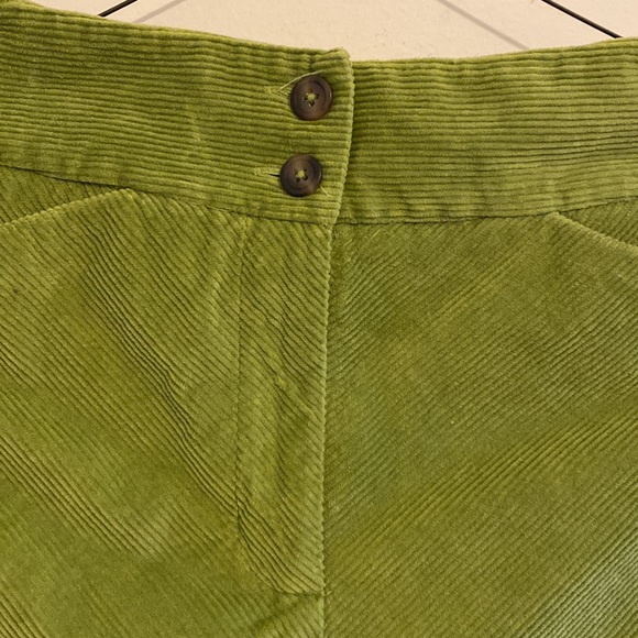 Talbots Petites Cord Stretch corduroy green skirt zip button 2 pockets wale 2 - Picture 5 of 11